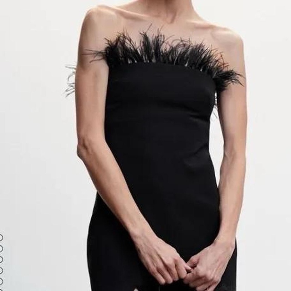 Mango midi feathered dress size 6